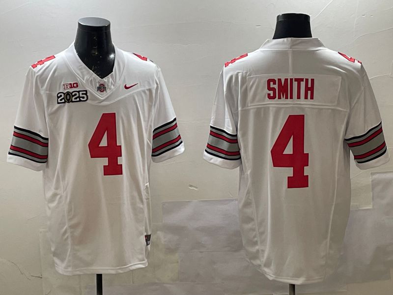 Men Ohio State Buckeyes #4 Smith White Three generations Nike 2025 NCAA Jersey style 1->ncaa teams->NCAA Jersey